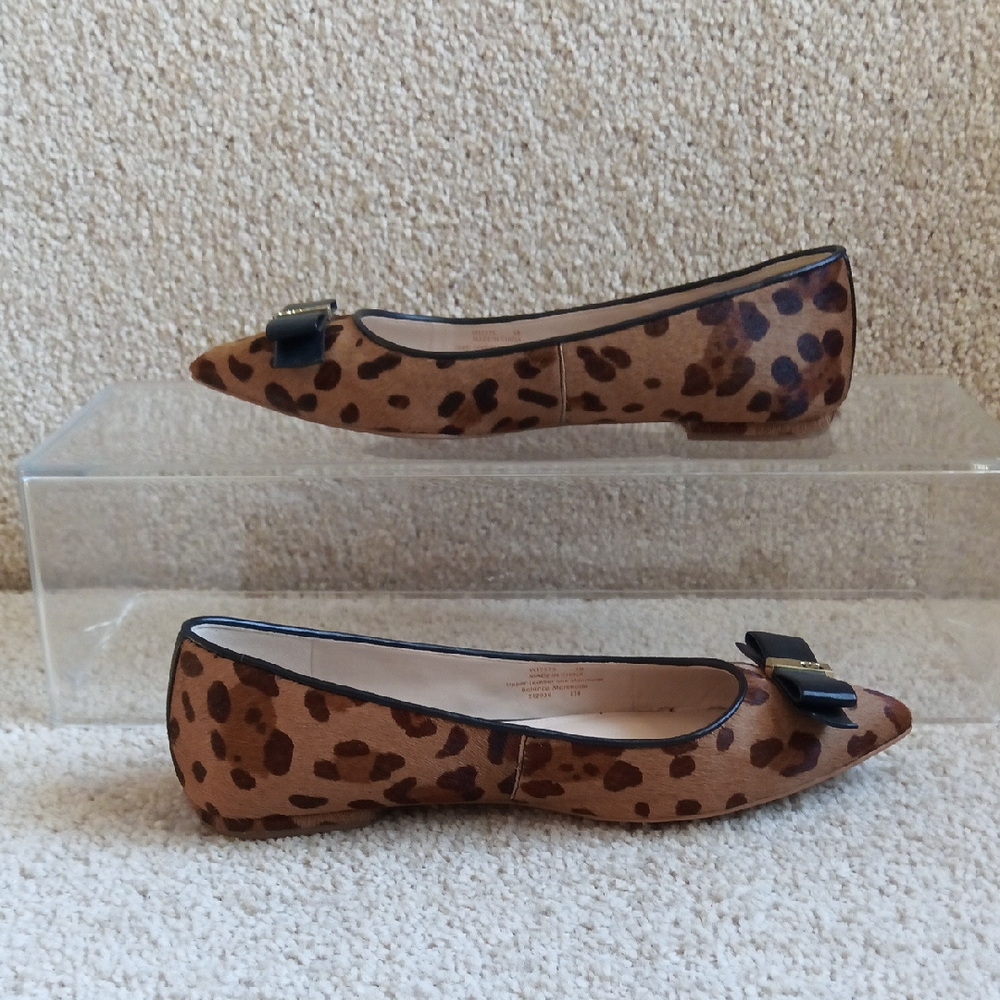 Like New Cole Haan Leather & Fur Upper with Leopard Print Flats - Picture 9 of 15
